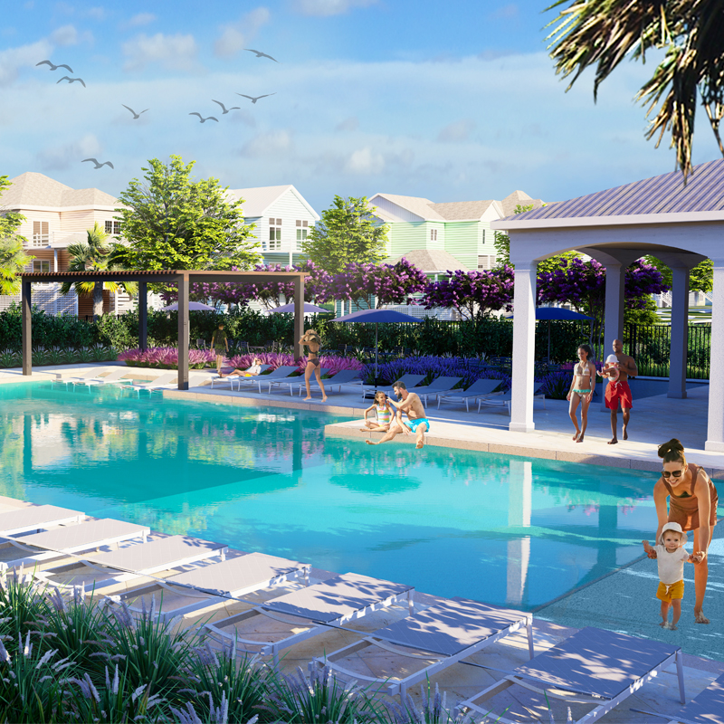 ACCOLADE Topsail NC Beachfront Property Resort-Style Pool with Open-Air Covered Pool Cabana